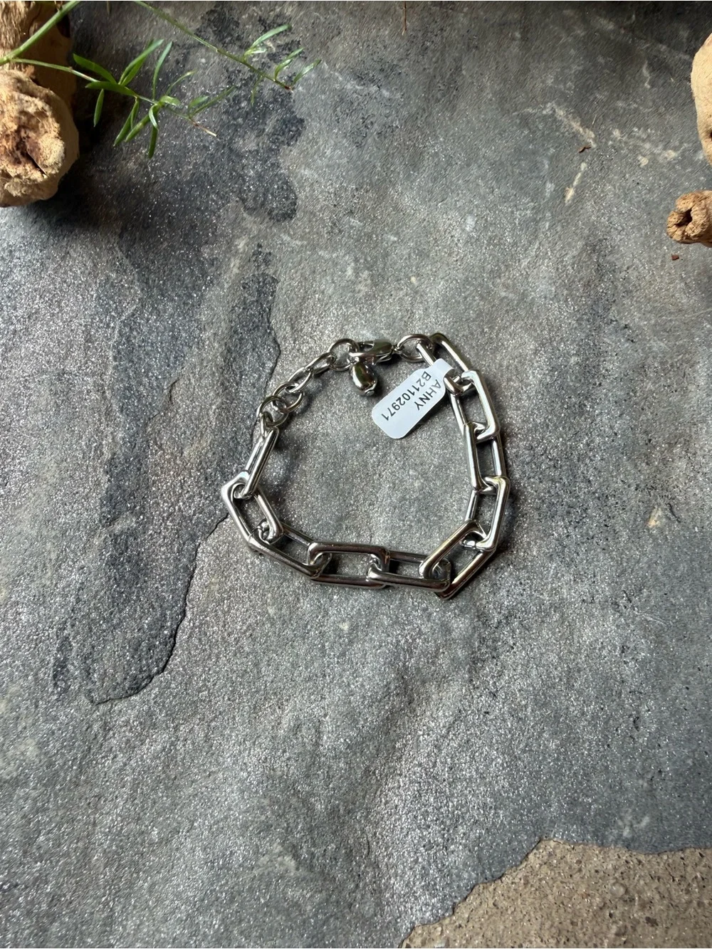 New🌟Anthropologie-Chunky Silver Chain Link Bracelet with Lobster Clasp